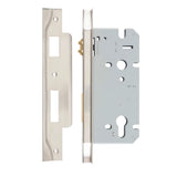 Rebated 85mm Euro Roller Mortice Locks - 60mm Backset in Satin Nickel - full product view