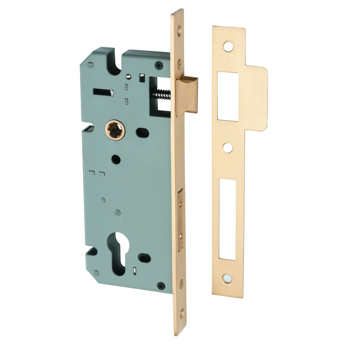 85mm Euro Mortice Locks - 45mm Backset in Brushed Chrome - front view