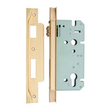 Rebated 85mm Euro Roller Mortice Locks - 60mm Backset in Brushed Brass - front view
