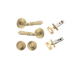 Sarlat Lever - Round Rose Privacy Kit with Separate Privacy Turn in Brushed Brass - privacy set configuration