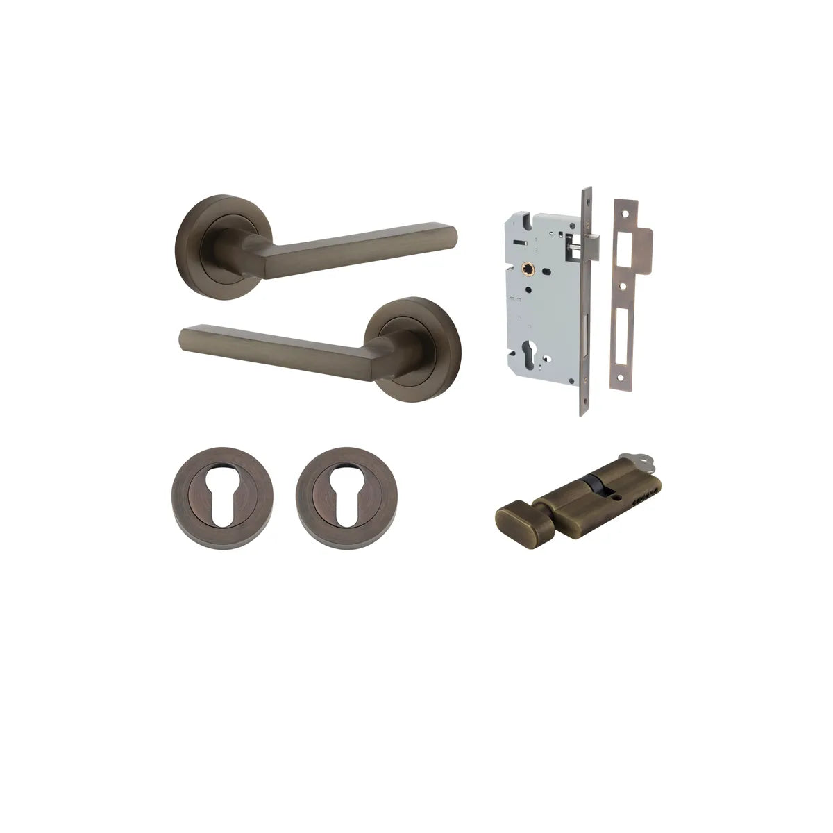 Baltimore Lever - Round Rose Entrance Kit with Separate High Security Lock - entrance set configuration (14 of 14)