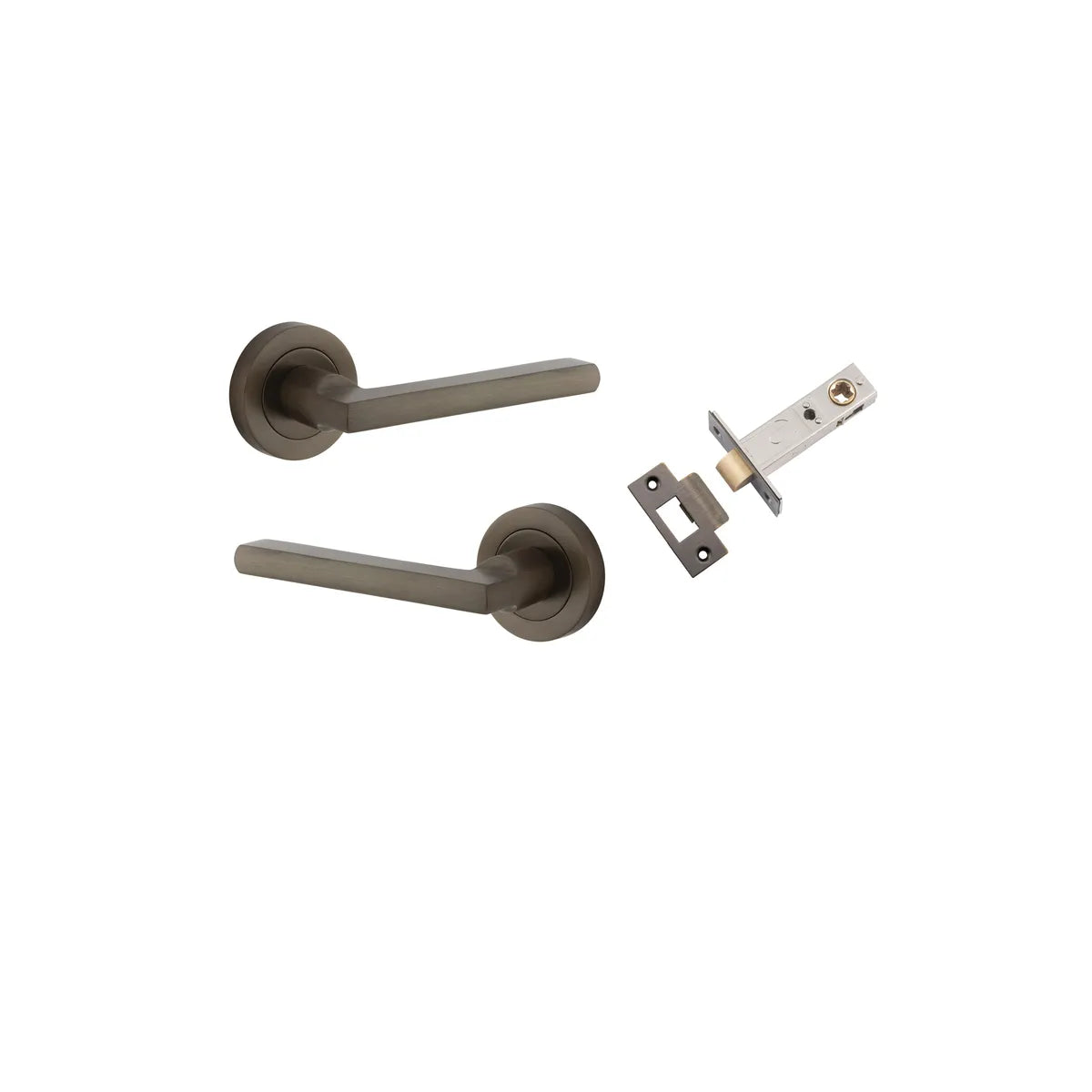 Baltimore Lever - Round Rose Passage Kit in Brushed Chrome - finish and profile close-up
