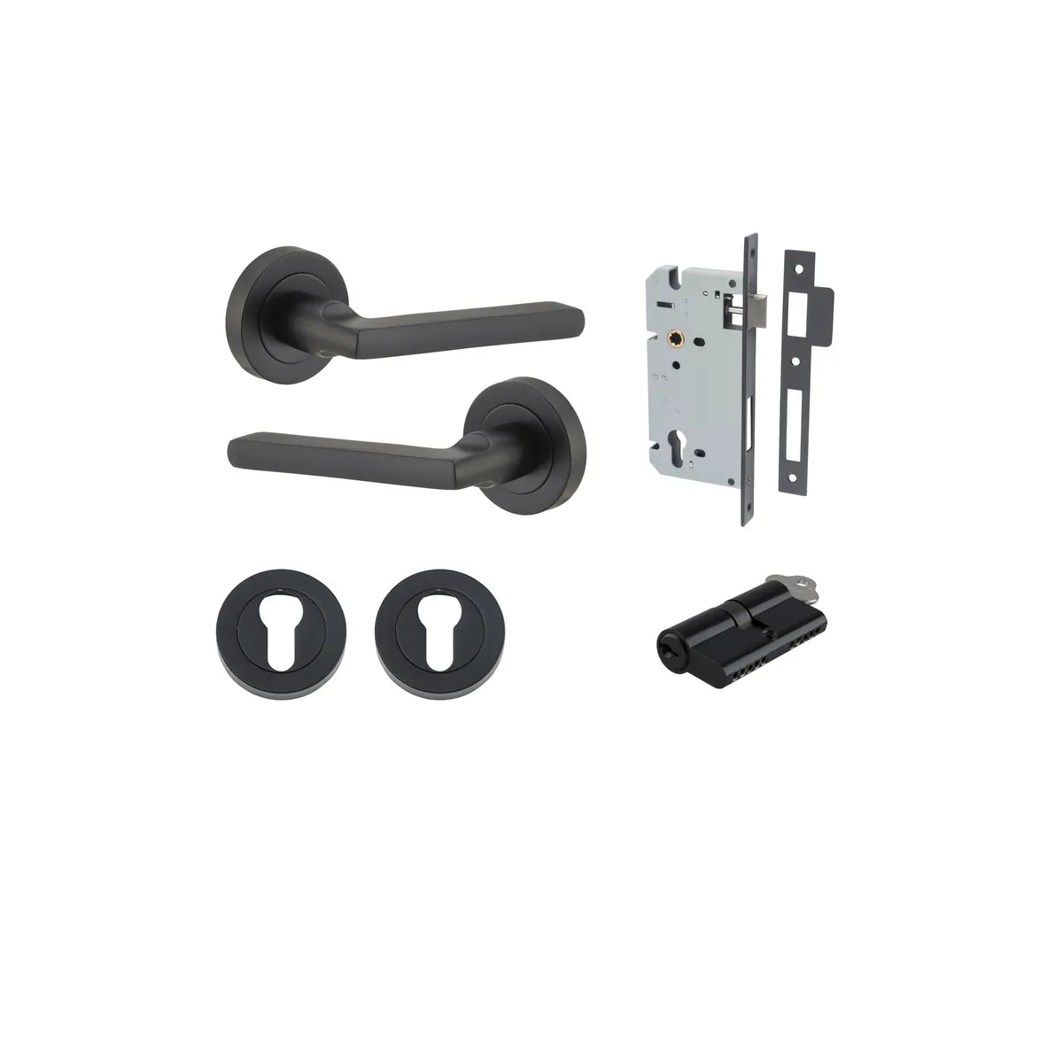 Baltimore Lever - Round Rose Entrance Kit with Separate High Security Lock - entrance set configuration (3 of 14)