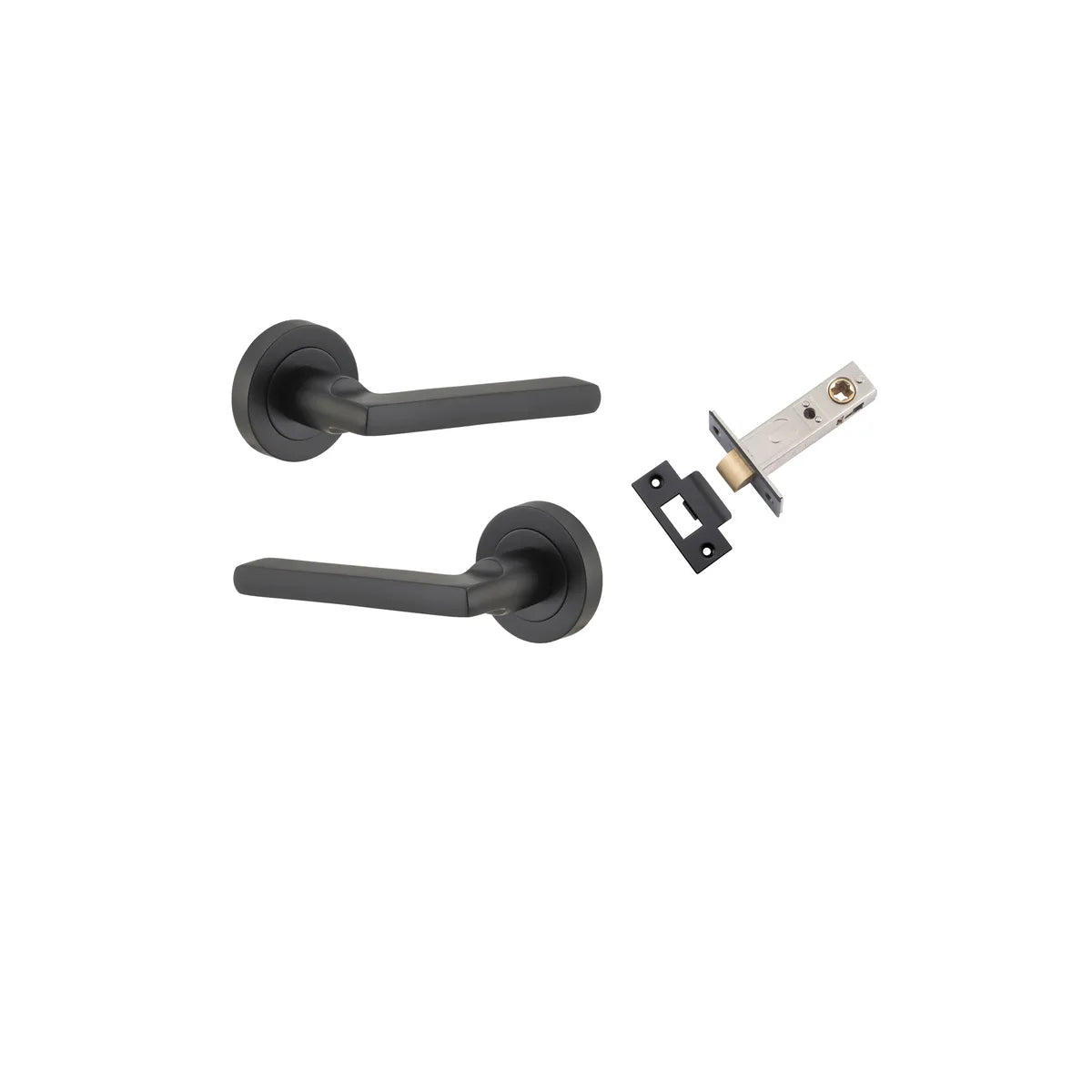 Baltimore Lever - Round Rose Passage Kit in Matt Black - close-up detail view