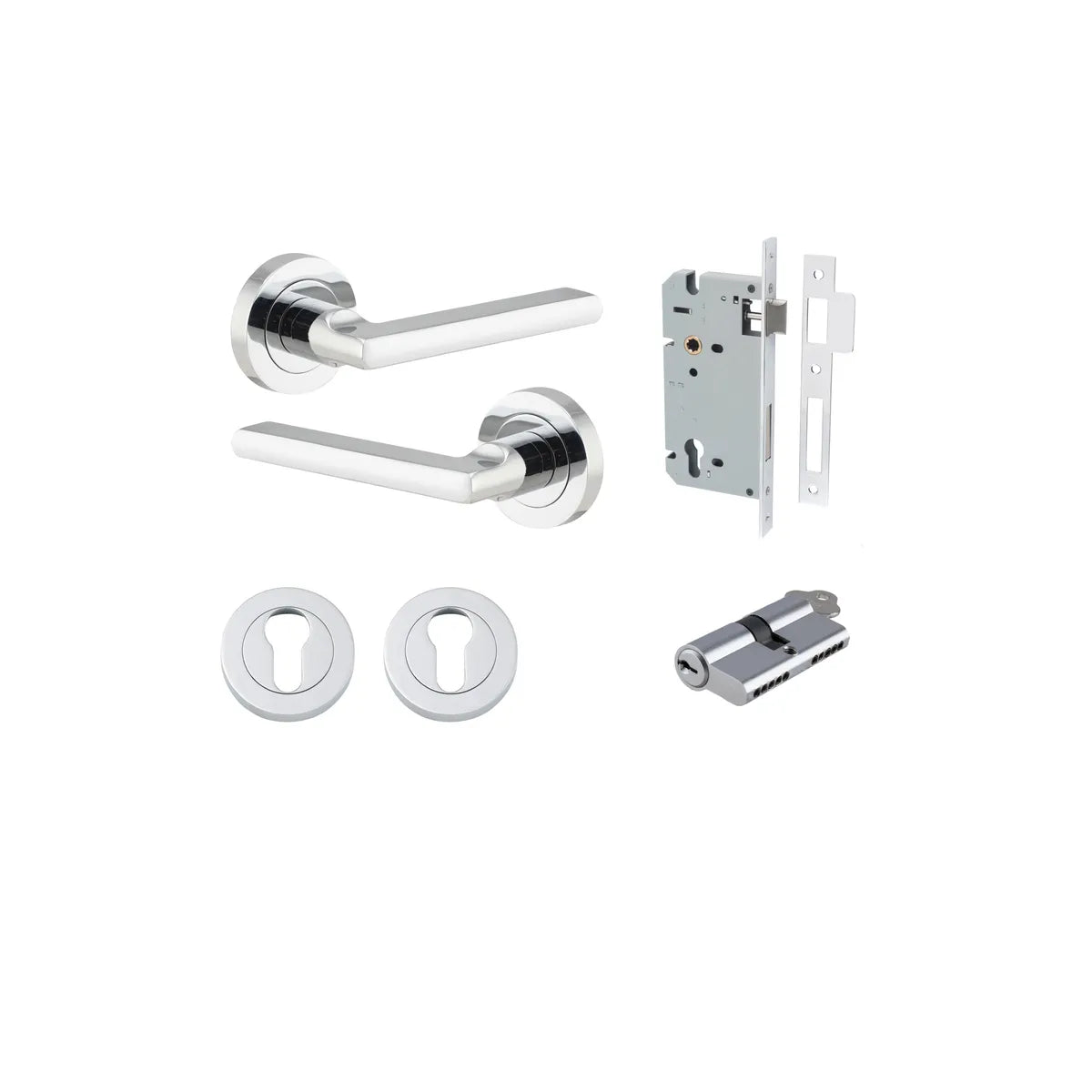 Baltimore Lever - Round Rose Entrance Kit with Separate High Security Lock - entrance set configuration (5 of 14)