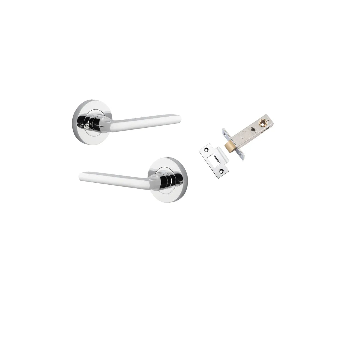 Baltimore Lever - Round Rose (Inbuilt Privacy) in Polished Chrome - privacy set configuration