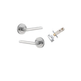 Baltimore Lever - Round Rose (Inbuilt Privacy) in Brushed Chrome - privacy set configuration