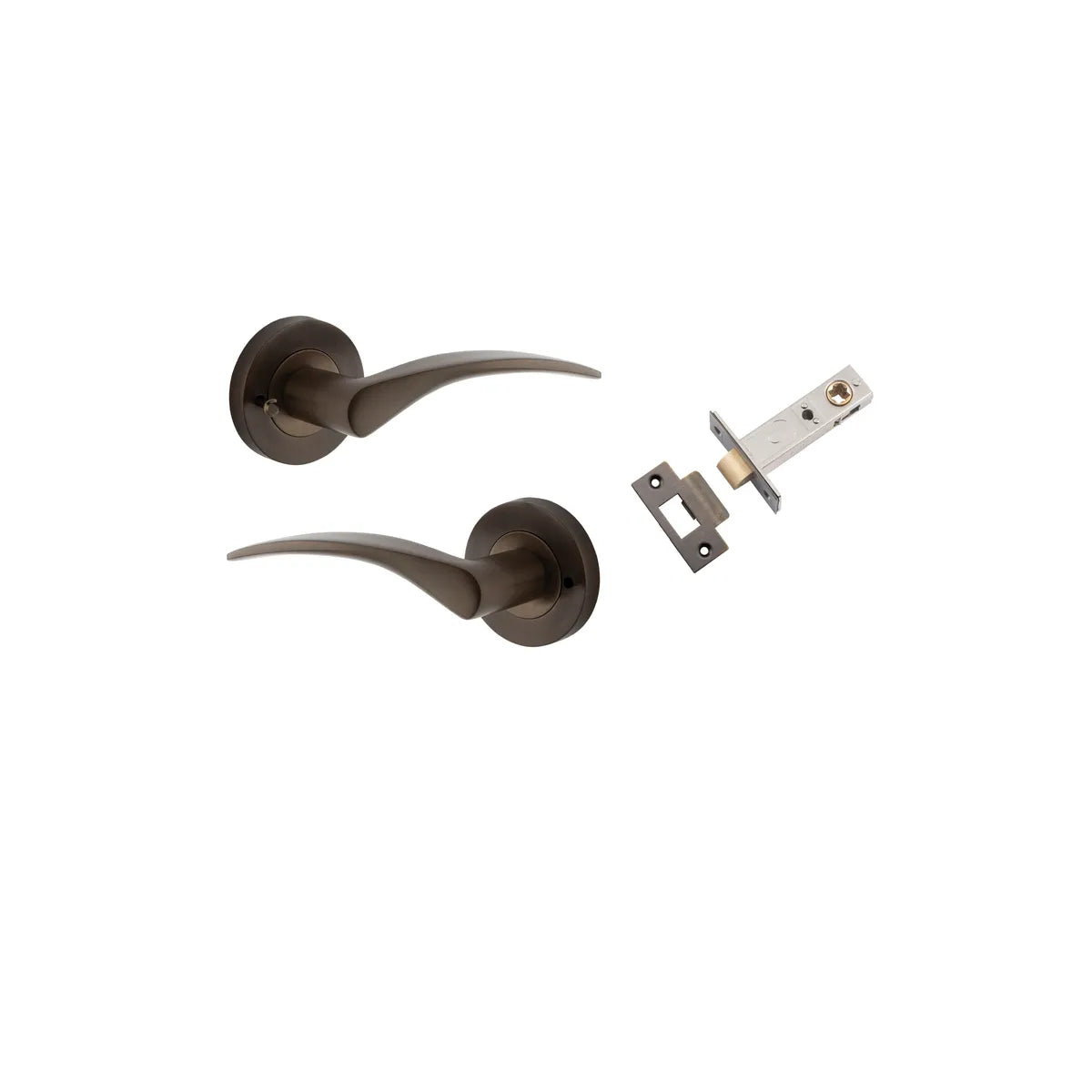 Oxford Lever - Round Rose (Inbuilt Privacy) in Signature Brass - privacy set configuration