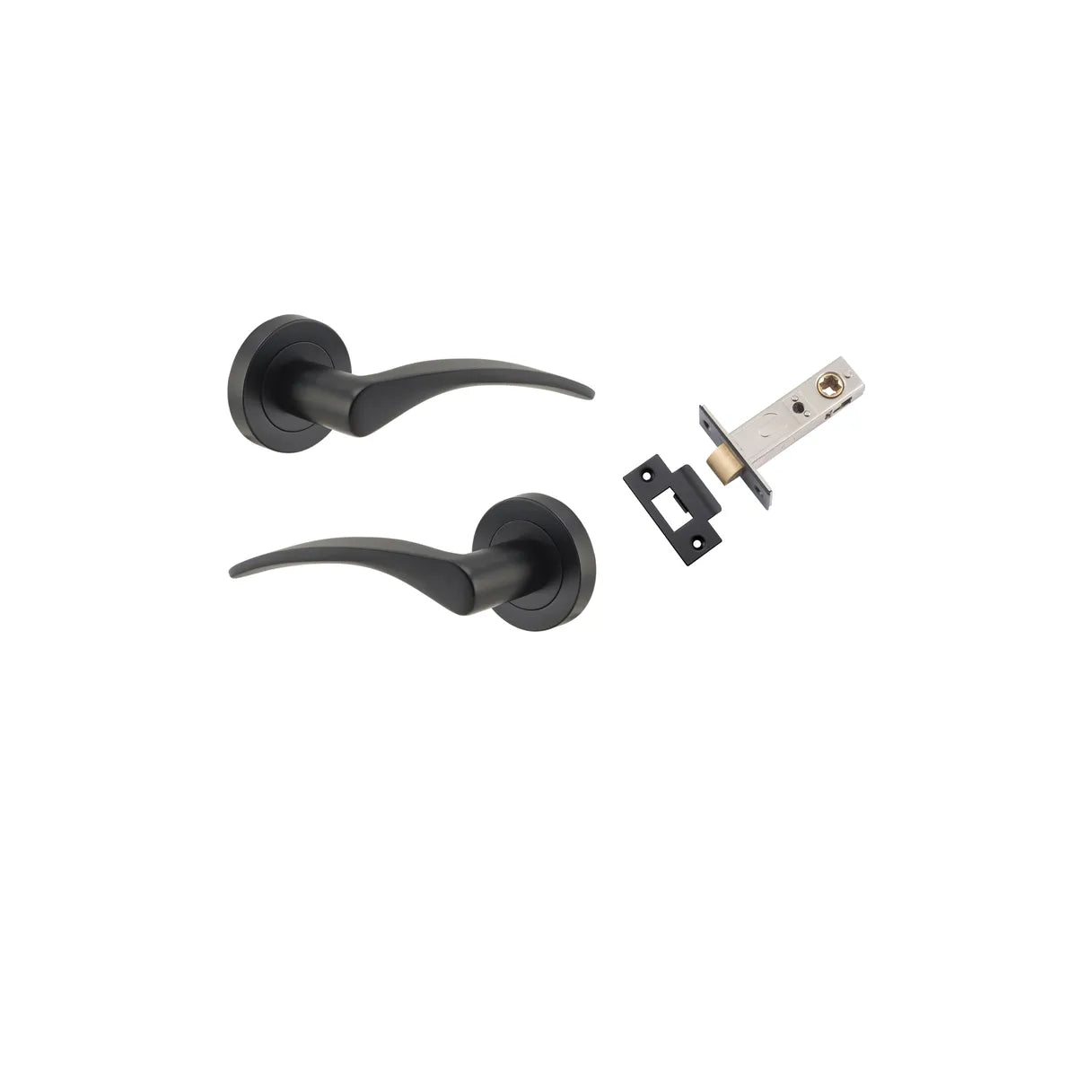 Oxford Lever - Round Rose Passage Kit in Matt Black - angled product view