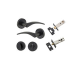 Oxford Lever - Round Rose Privacy Kit with Separate Privacy Turn in Matt Black - privacy set configuration