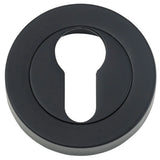 Euro Escutcheons - Round in Matt Black - side profile view