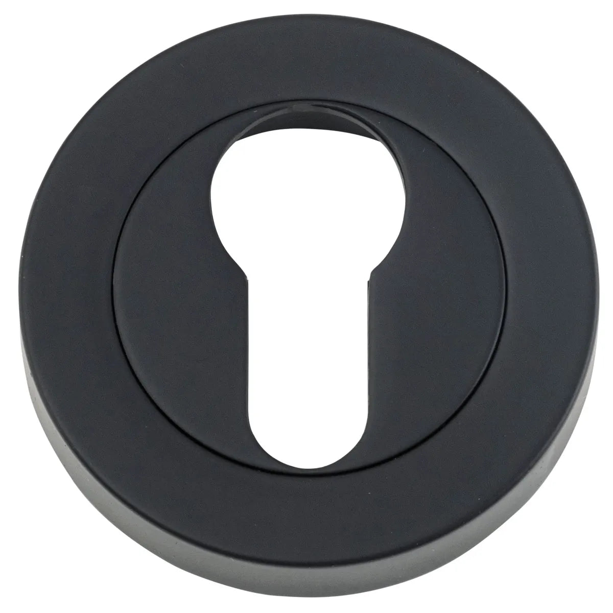 Euro Escutcheons - Round in Matt Black - side profile view