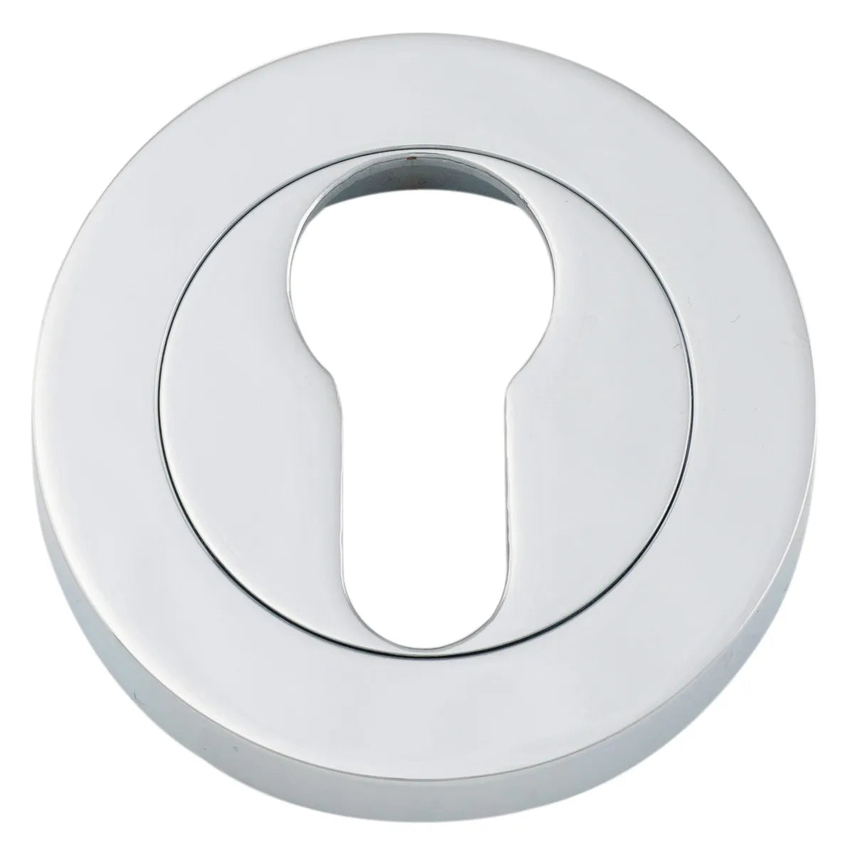 Euro Escutcheons - Round in Polished Chrome - rear mounting detail