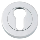 Euro Escutcheons - Round in Polished Chrome - rear mounting detail