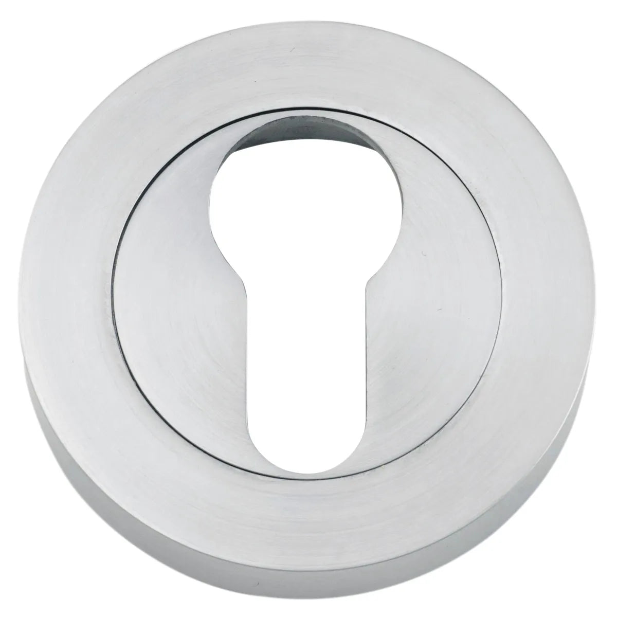 Euro Escutcheons - Round in Brushed Chrome - angled product view