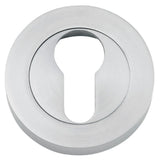 Euro Escutcheons - Round in Brushed Chrome - angled product view