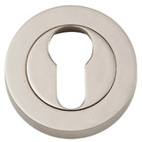Euro Escutcheons - Round in Polished Nickel - finish and profile close-up