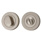 Privacy Turn - Round in Satin Nickel - front view, door hardware accessory