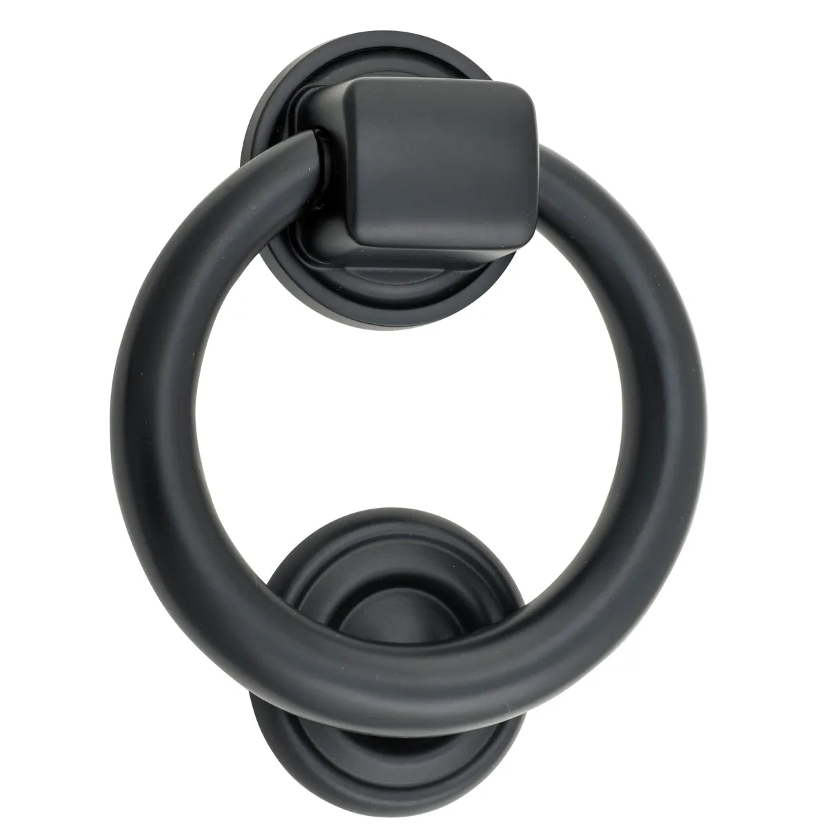 Ring Door Knocker in Matt Black - close-up detail view