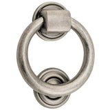 Ring Door Knocker in Distressed Nickel - angled product view
