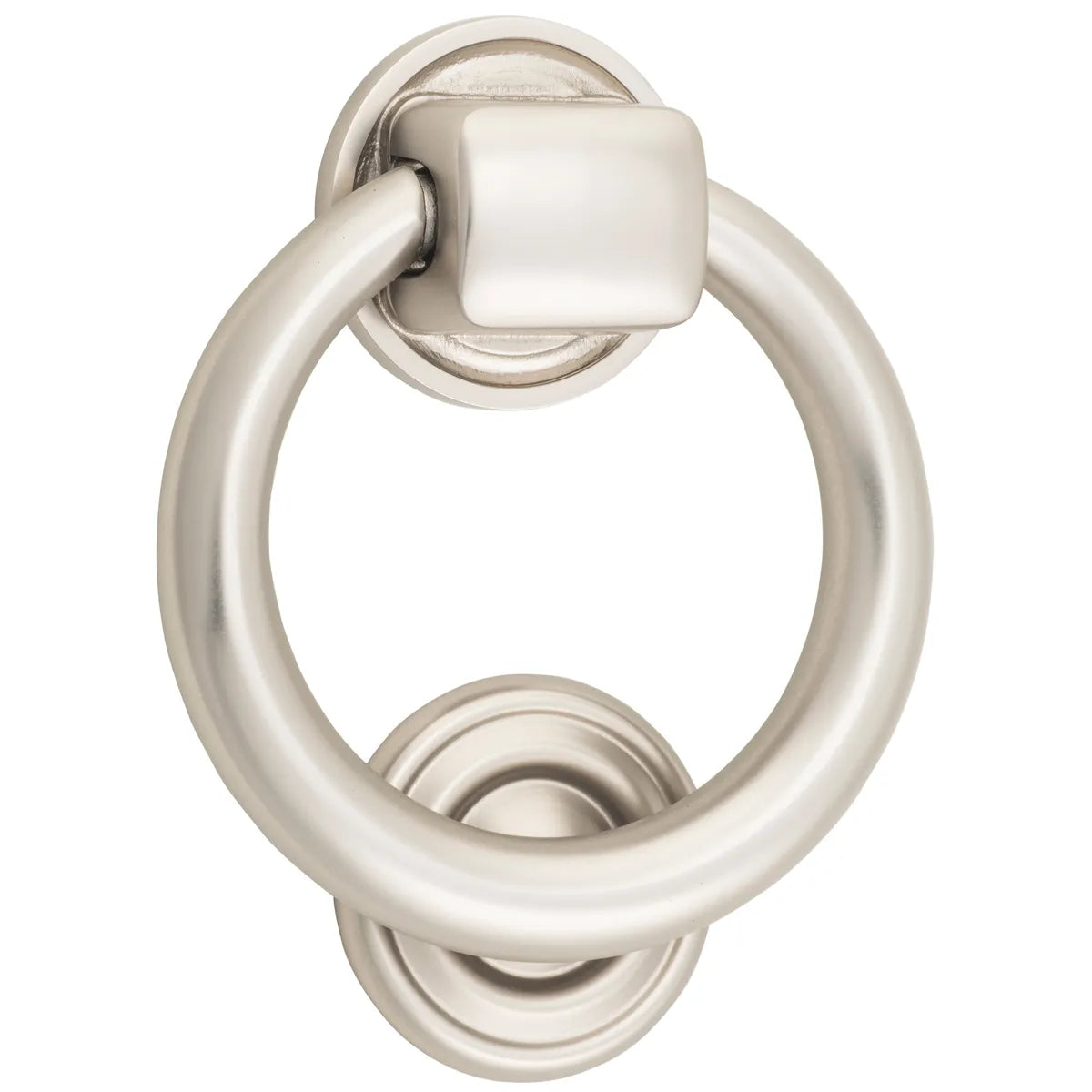 Ring Door Knocker in Satin Nickel - finish and profile close-up