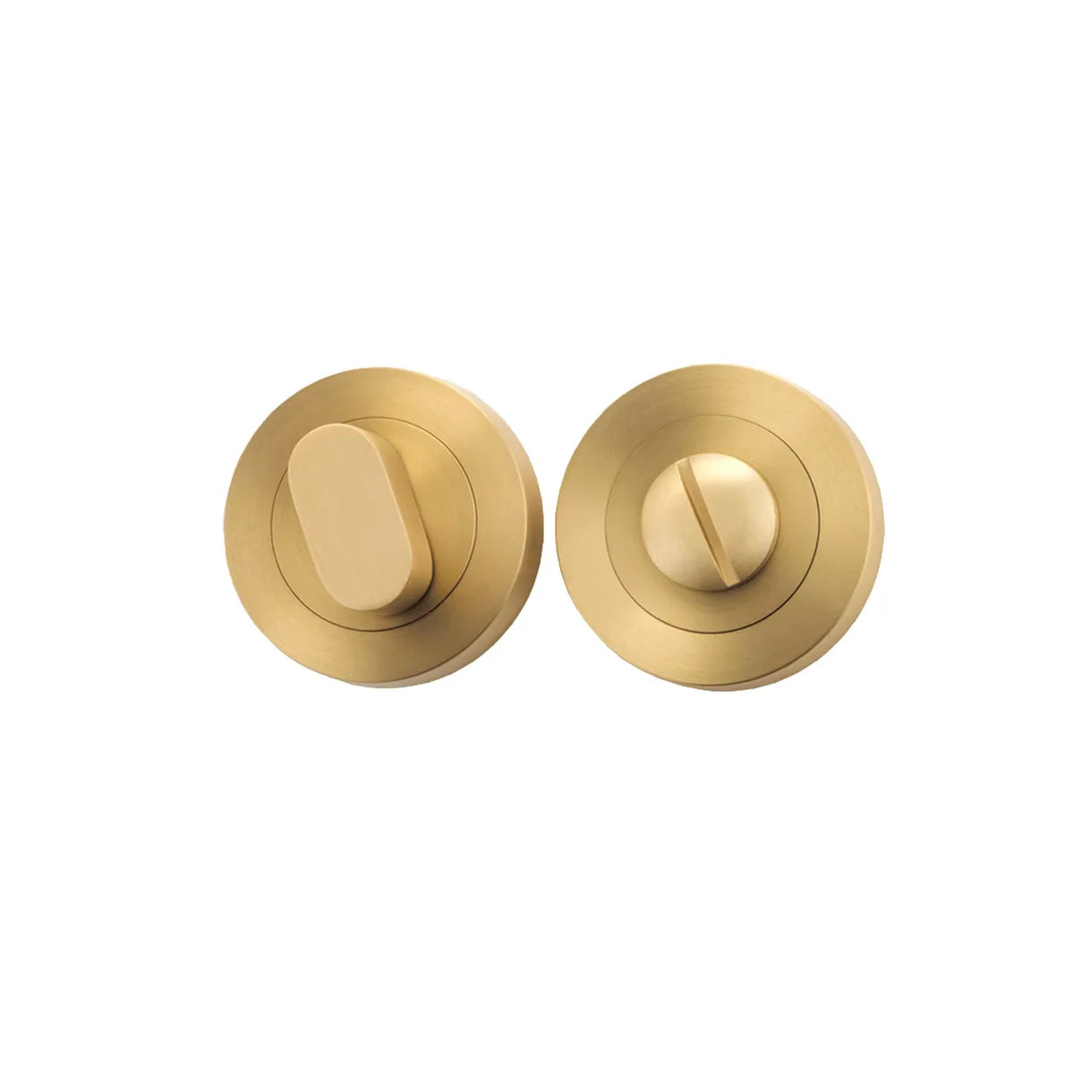 Privacy Turn - Round in Brushed Brass - front view