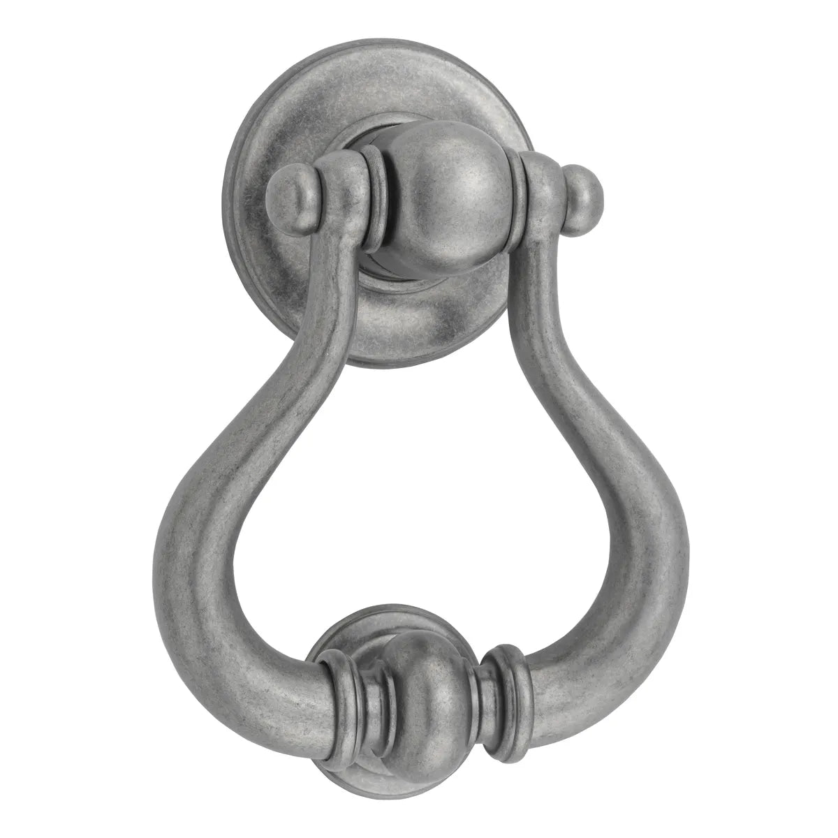 Sarlat Door Knocker in Distressed Nickel - side profile view