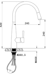 Kasper Pull-Out Kitchen Mixer - Matte Black