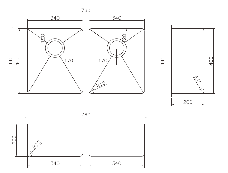 Coloured Double Bowl Sink 26L+26L - Copper