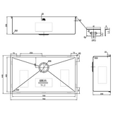 Single Bowl Stainless Steel Sink 66L - Stainless Steel
