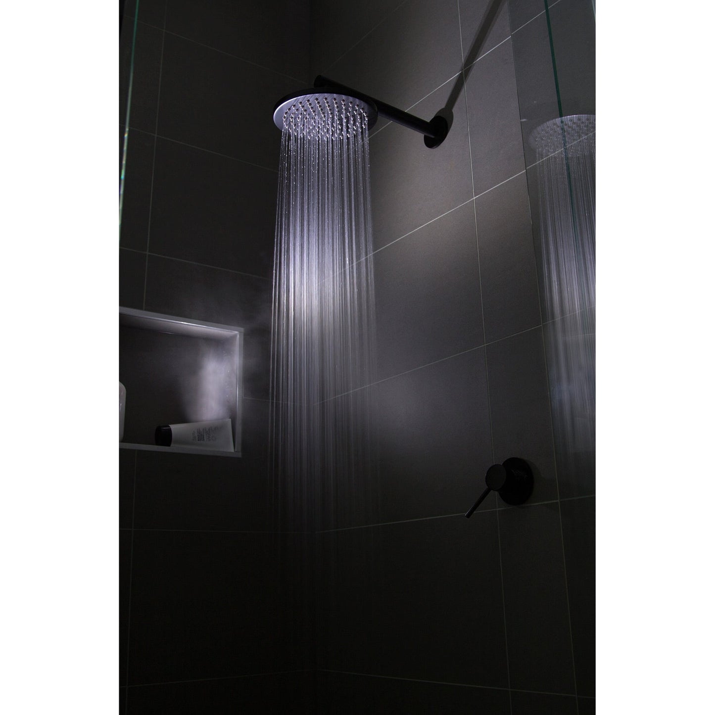 Round Wall Shower Arm 400mm - Matte Black