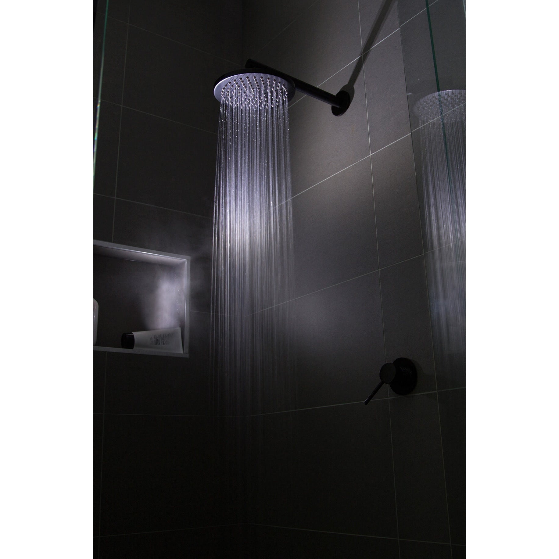 Round Wall Shower Arm 400mm - Matte Black