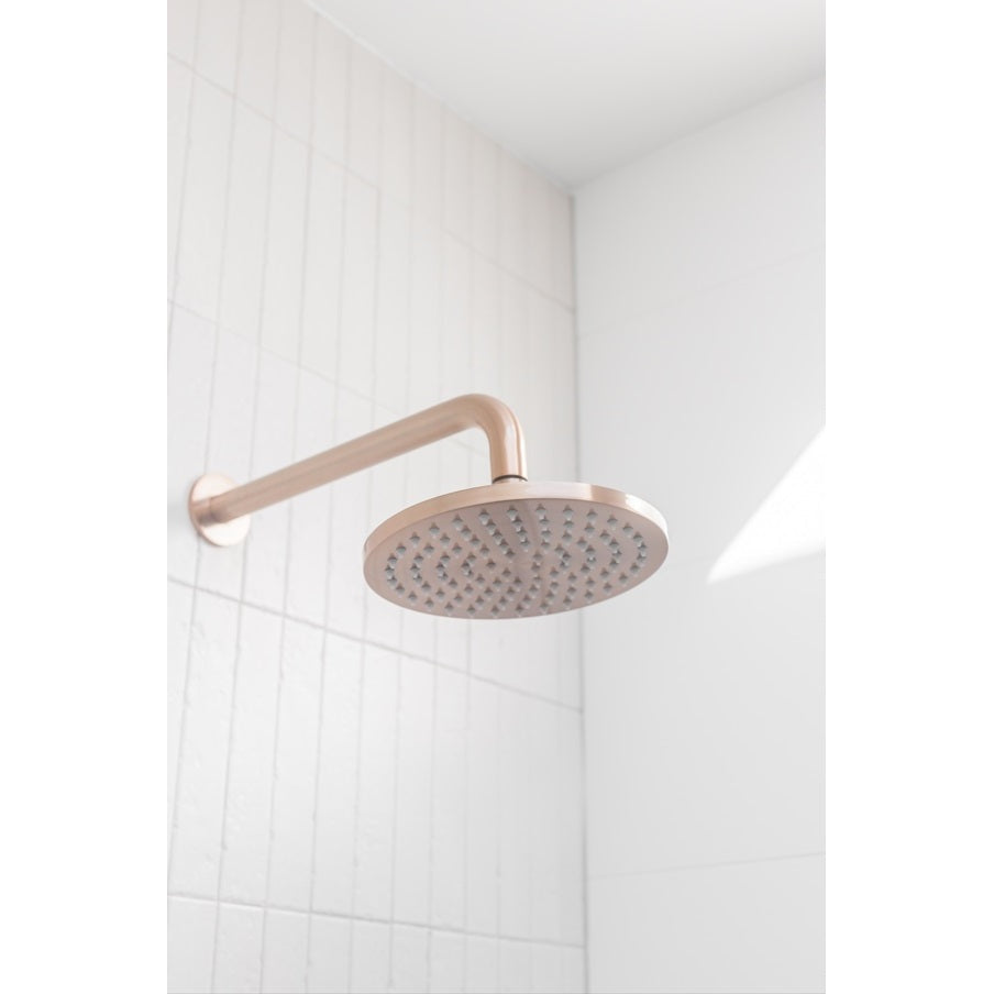 Round Wall Shower Curved Arm 400mm - Champagne