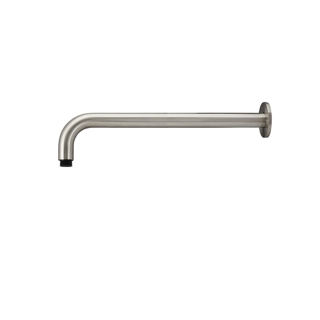 Round Wall Shower Curved Arm 400mm - Brushed Nickel