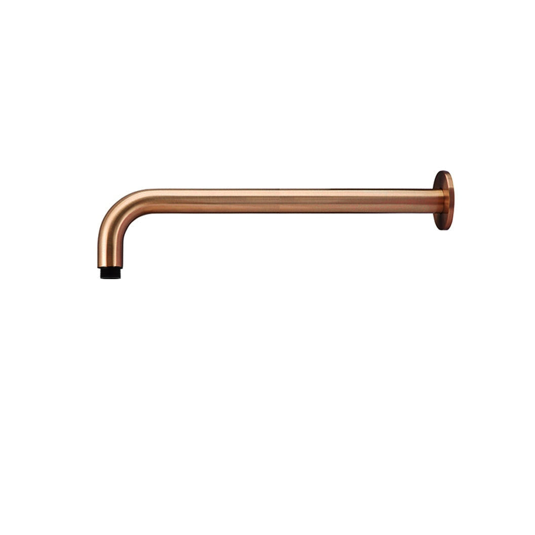 Round Wall Shower Curved Arm 400mm - Lustre Bronze