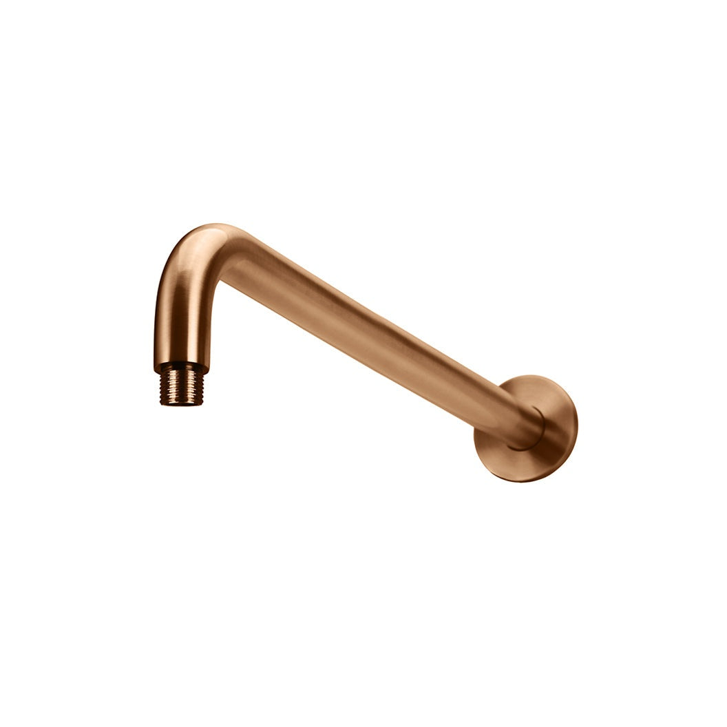 Round Wall Shower Curved Arm 400mm - Lustre Bronze