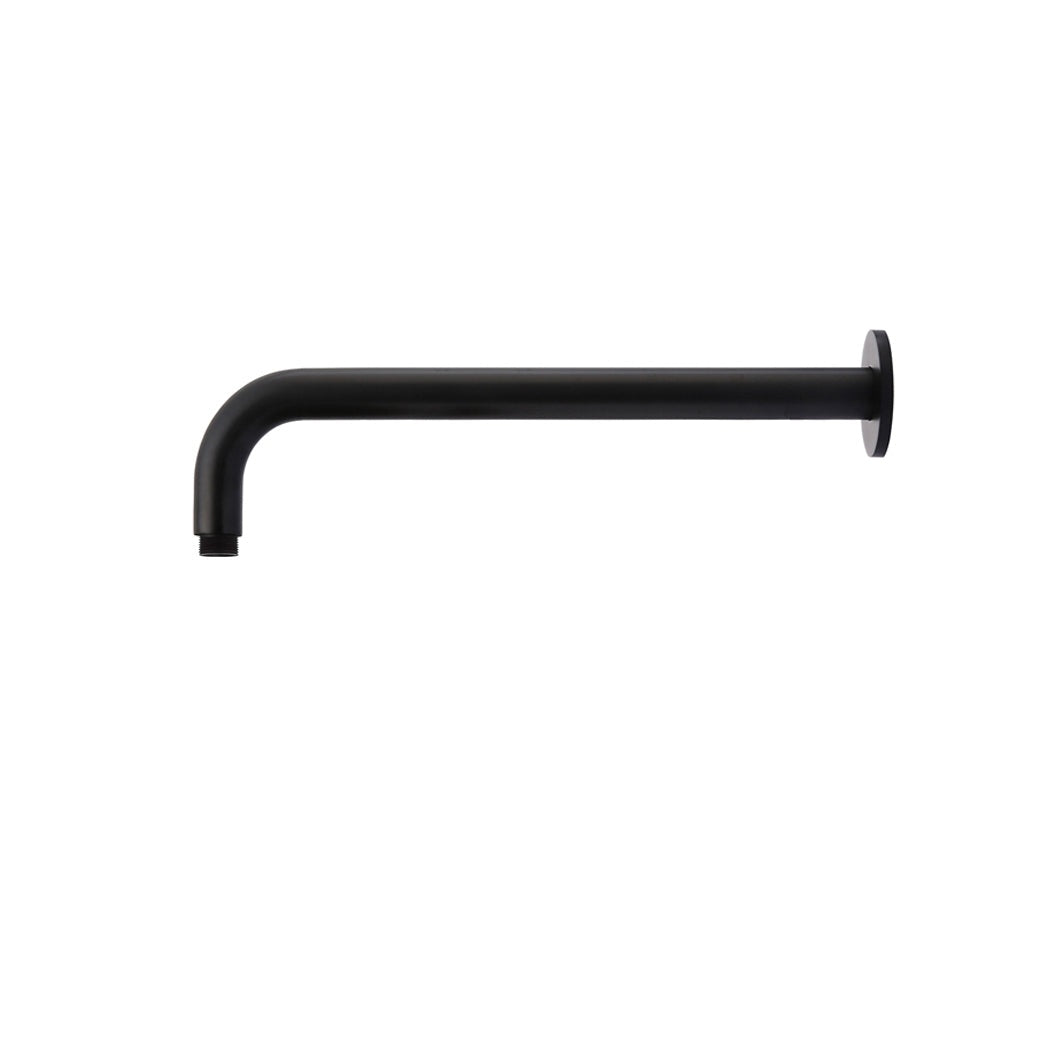 Round Wall Shower Curved Arm 400mm - Matte Black