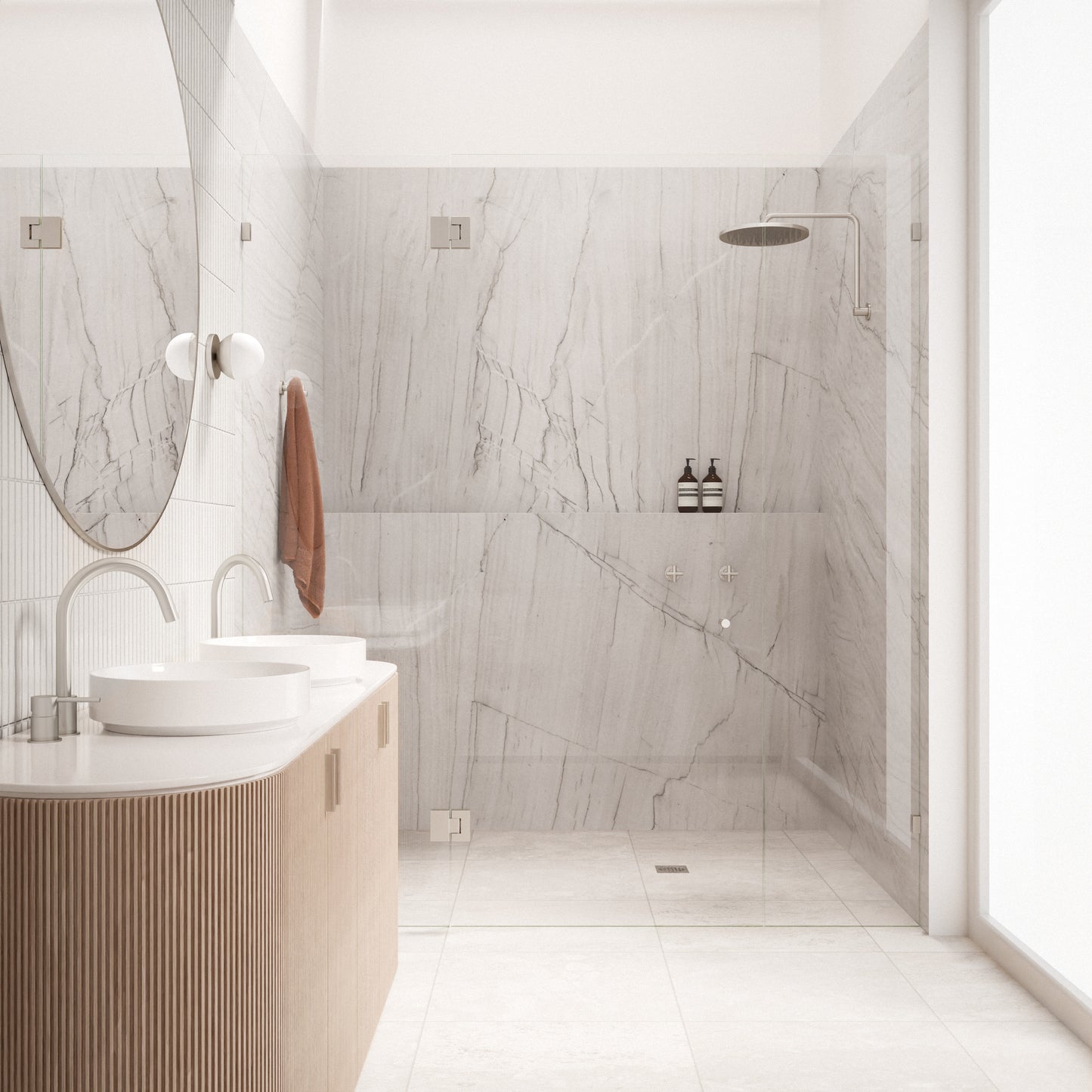 High Rise Shower Arm - Brushed Nickel