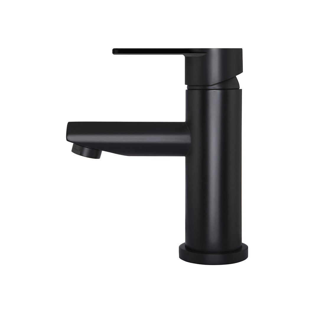 Round Paddle Basin Mixer in Matte Black - angled product view