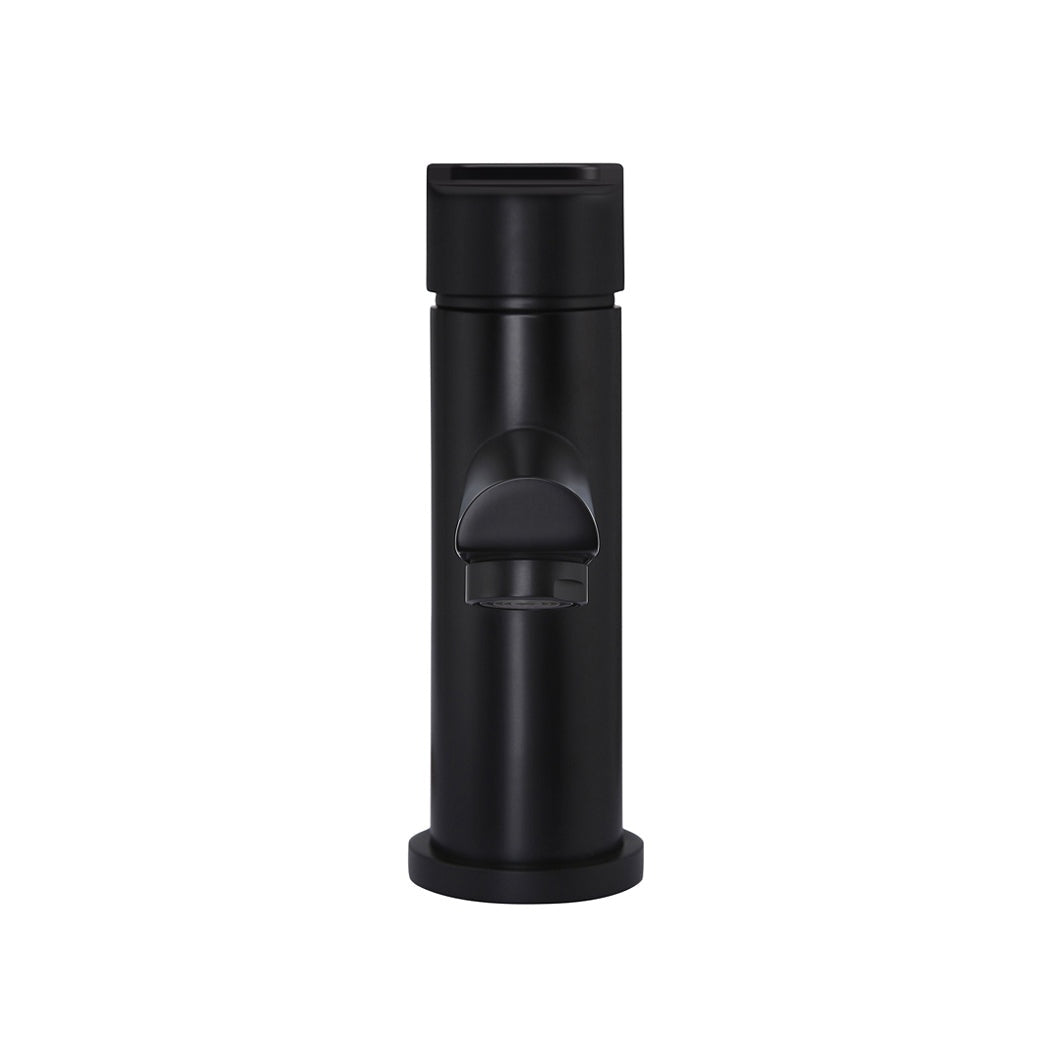 Round Paddle Basin Mixer in Matte Black - close-up detail view