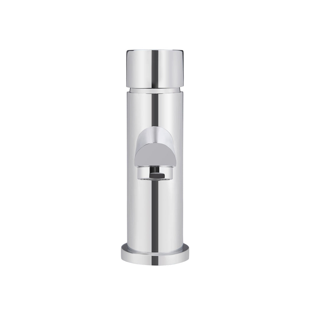 Round Pinless Basin Mixer in Matte Black - finish and profile close-up