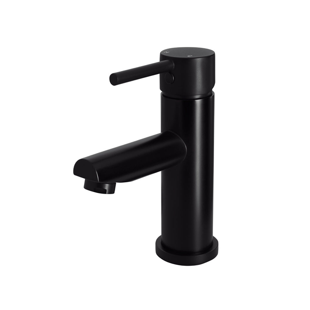 Round Basin Mixer in Matte Black - front view, bathroom fixture