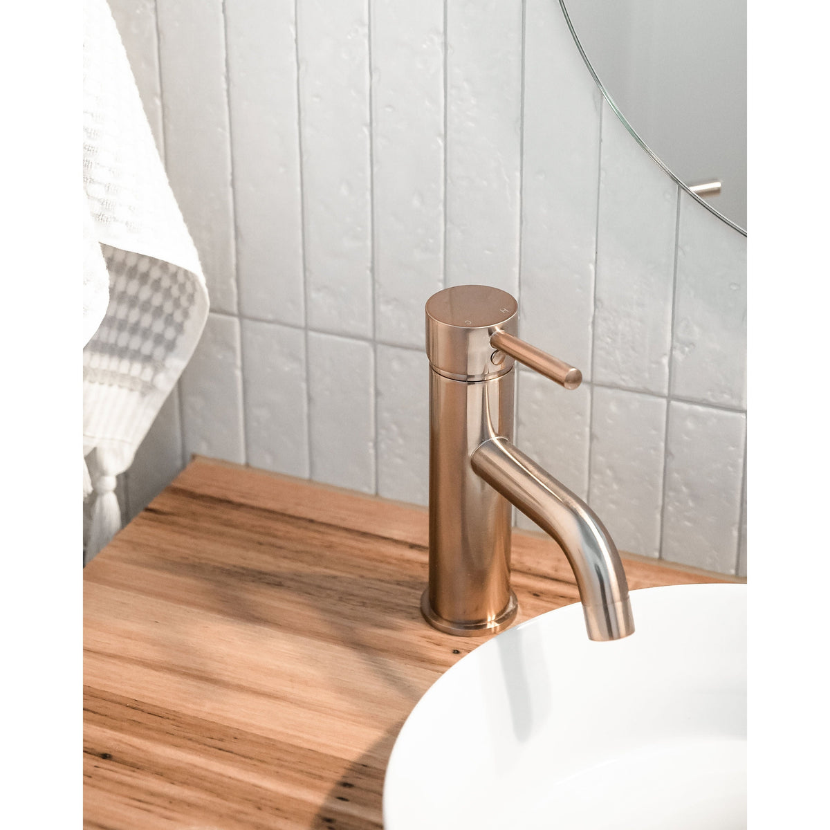 Round Basin Mixer Curved in Matte Black - side profile view (12 of 39)