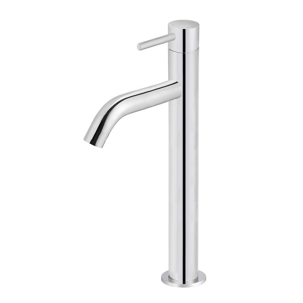 Piccola Tall Basin Mixer Tap with 130mm Spout in Matte Black - side profile view