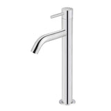 Piccola Tall Basin Mixer Tap with 130mm Spout in Matte Black - side profile view