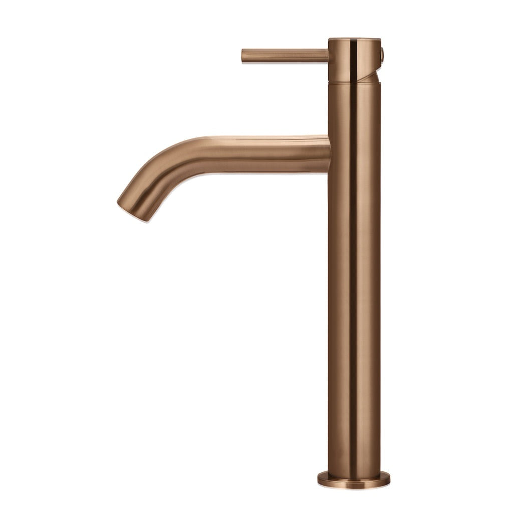 Piccola Tall Basin Mixer Tap with 130mm Spout - Lustre Bronze