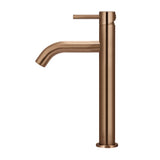 Piccola Tall Basin Mixer Tap with 130mm Spout - Lustre Bronze