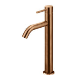 Piccola Tall Basin Mixer Tap with 130mm Spout - Lustre Bronze