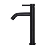 Piccola Tall Basin Mixer Tap with 130mm Spout in Matte Black - angled product view