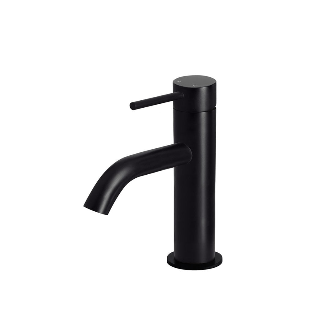 Piccola Basin Mixer Tap in Matte Black - front view